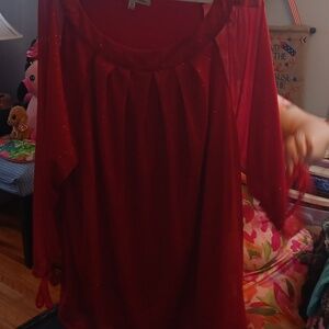 Red glitter top with bows on the side